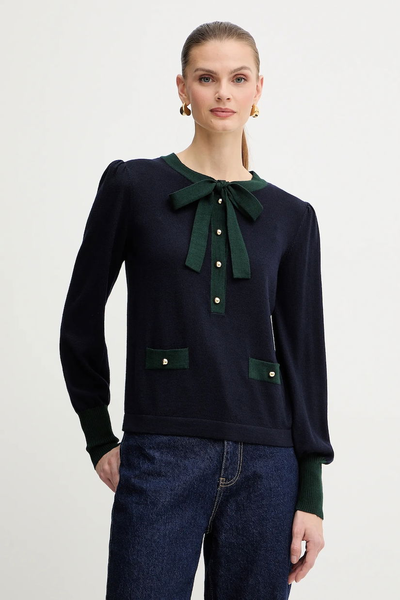 Luisa Spagnoli pulover de lână culoarea bleumarin, light, 100211