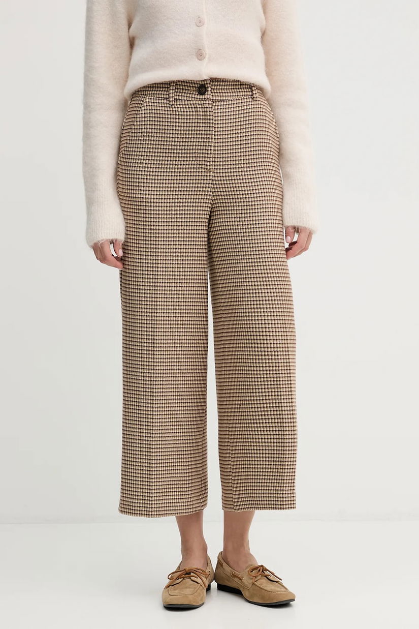 United Colors of Benetton pantaloni culoarea bej, fason culottes, high waist, 44BWDF0AA