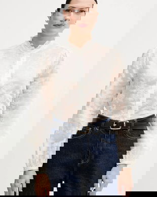 United Colors of Benetton cămașă culoarea bej, cu guler stand-up, regular, 52WNDQ0CQ