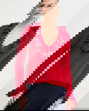 Luisa Spagnoli cardigan din lână culoarea roșu, călduros, 100274