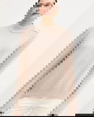 Marc Aurel pulover din amestec de lână culoarea bej, cu turtleneck, 8064-8000-82028