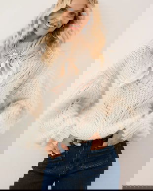 Bizuu pulover din amestec de lână ROSSO culoarea bej, cu turtleneck, ROSSO KREMOWY