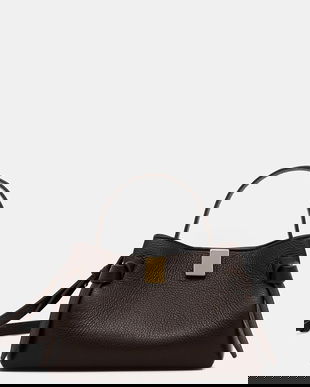 Yuzefi geantă de mână din piele intoarsa GYOZA culoarea maro, YUZCO-HB-MGZ-L038