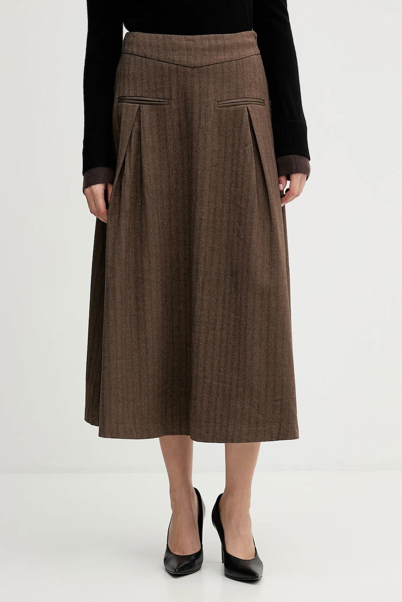 Hoss Intropia fustă culoarea maro, midi, evazați, 8422466