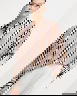 Marc Aurel cămașă culoarea bej, cu guler clasic, relaxed, 6203-1001-93488