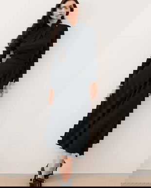 Bizuu rochie ROTTA culoarea negru, midi, evazați, ROTTA CZARNY