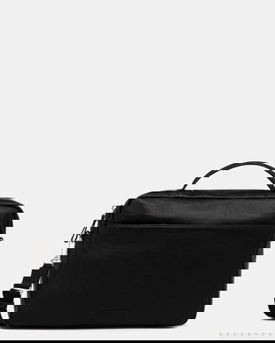 Marc O'Polo geantă de piele culoarea negru, 5000009080