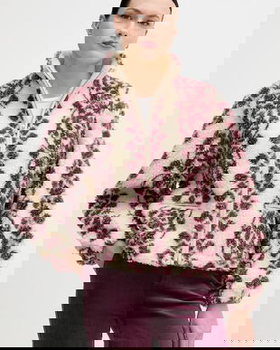 Hoss Intropia hanorac fleece culoarea bej, cu imprimeu, 5452482