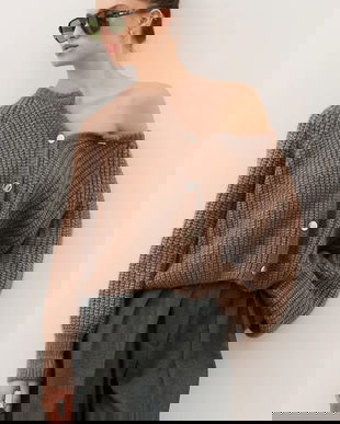 Bizuu cardigan din amestec de lână ORNAMY culoarea maro, ORNAMY BRĄZOWY