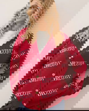 Bizuu cardigan din bumbac KYLE culoarea bordo, KYLE BORDOWY