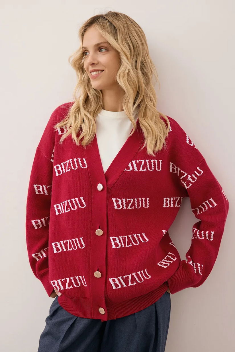Bizuu cardigan din bumbac KYLE culoarea bordo, KYLE BORDOWY