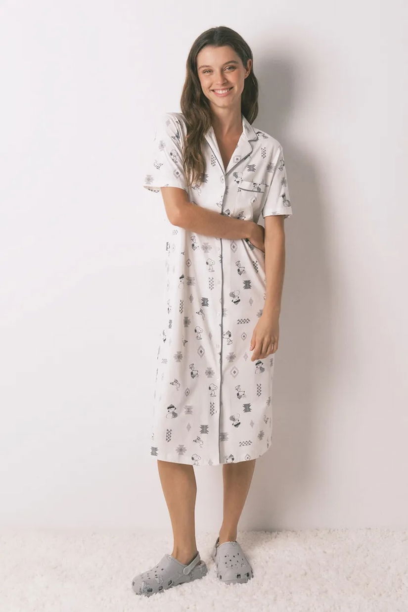 women'secret cămașă de noapte din bumbac SNOOPY culoarea alb, bumbac, 4442114