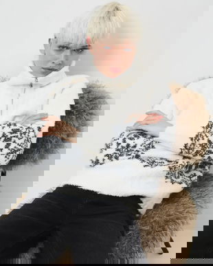 Medicine pulover din amestec de lana culoarea bej, călduros, cu turtleneck