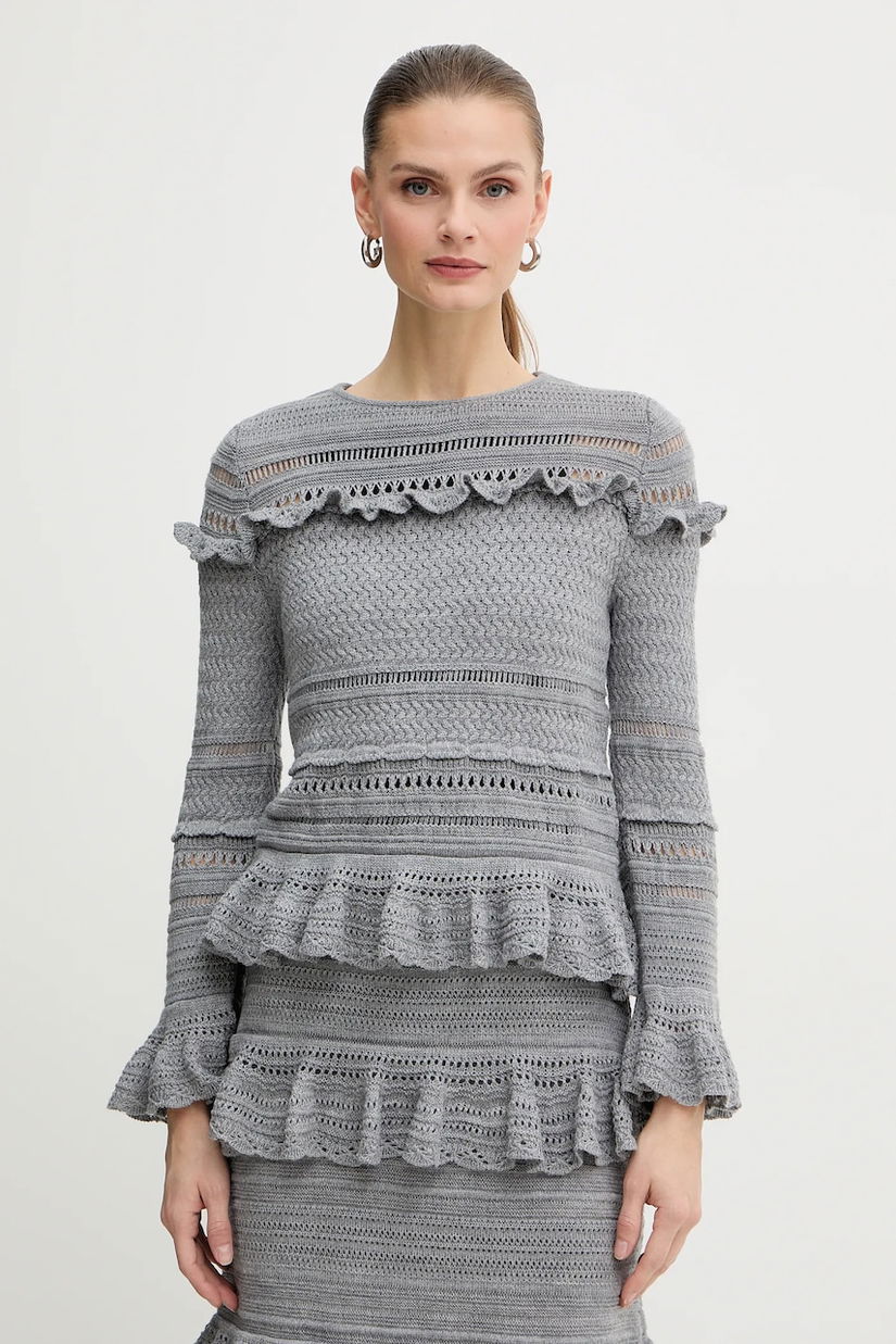 Luisa Spagnoli pulover de lână culoarea gri, light, 100222