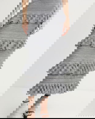 Luisa Spagnoli fustă de lână culoarea gri, midi, drept, 100223