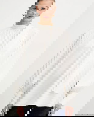 Weekend Max Mara bluză din bumbac BURGOS culoarea bej, uni, 2525116013600