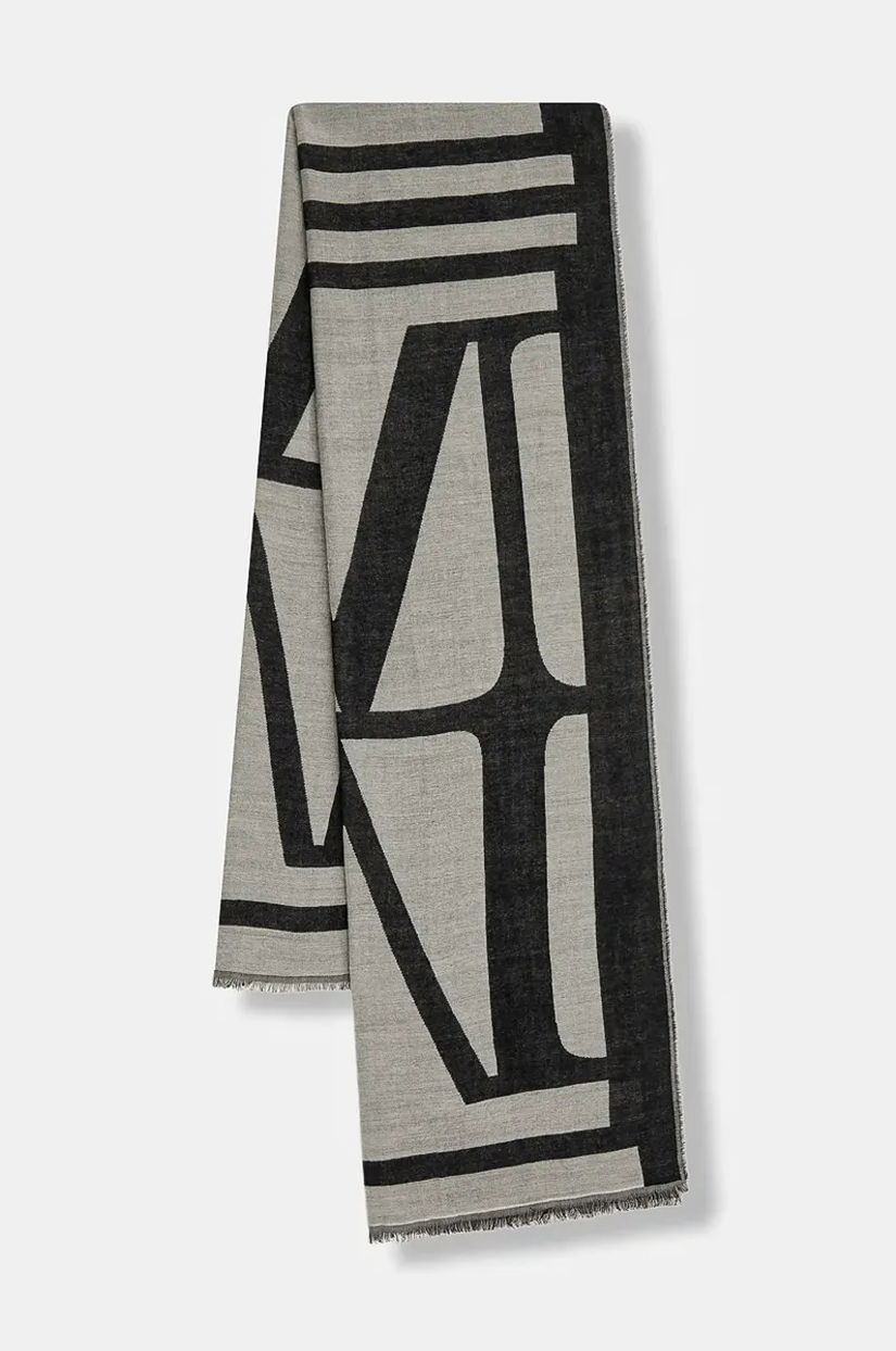 Marc O'Polo eșarfă cu lână culoarea bleumarin, cu imprimeu, 600803302043