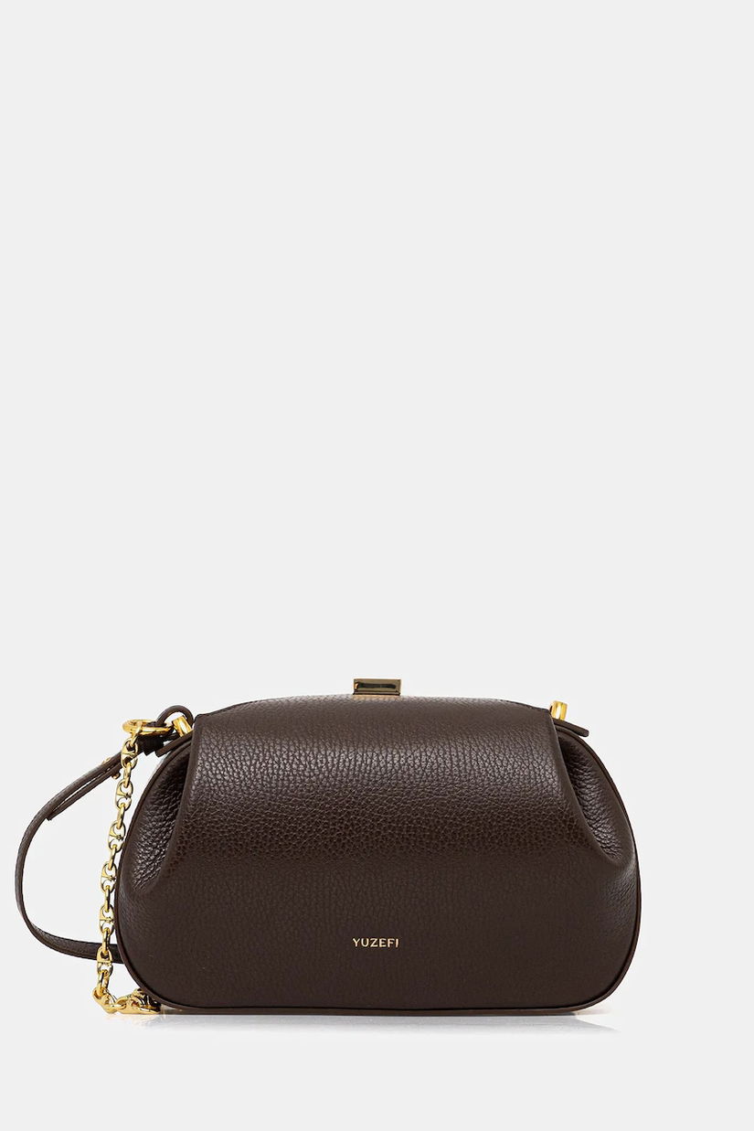 Yuzefi poșetă de piele OYSTER culoarea maro, YUZCO-HB-MOYC-L038