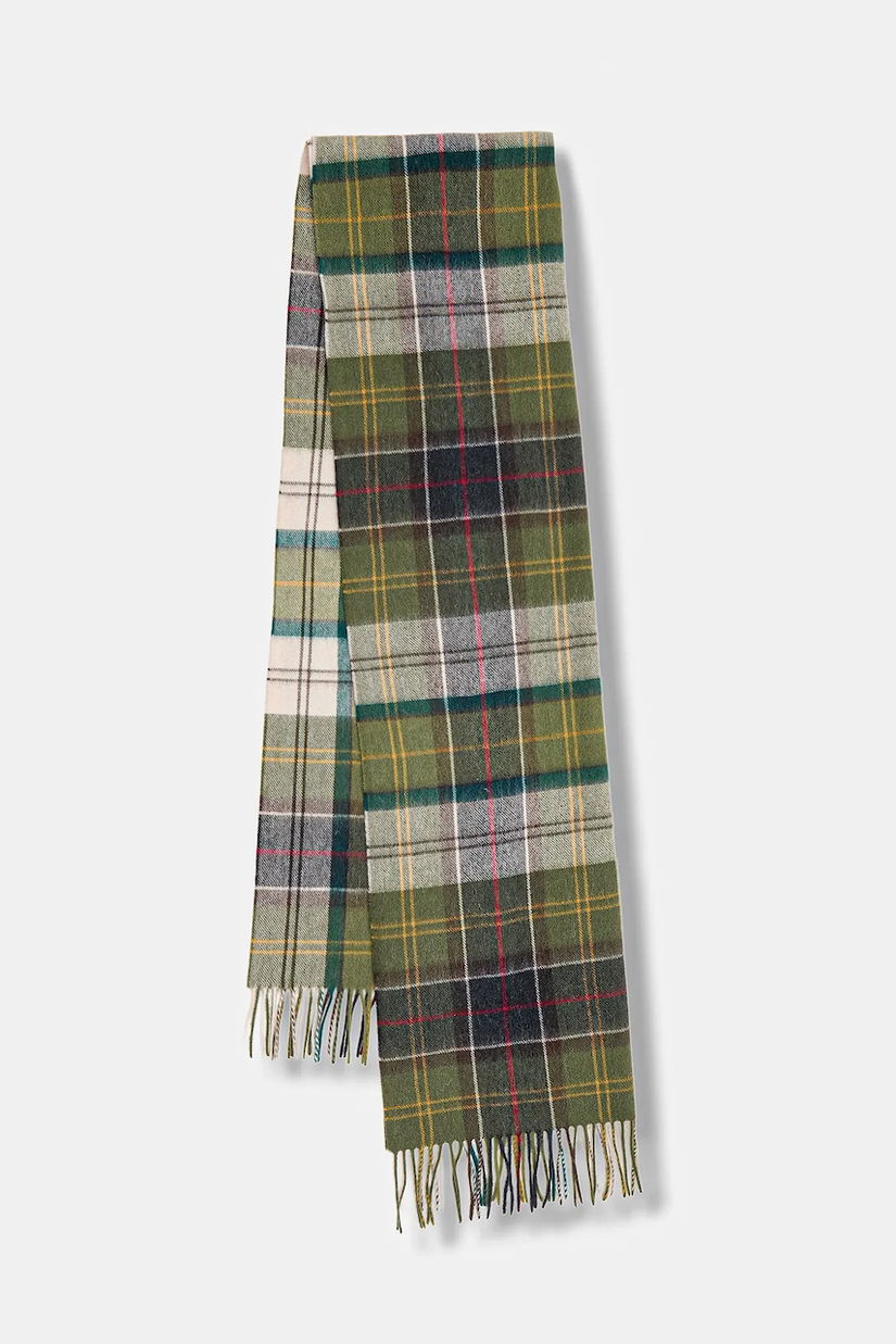 Barbour eșarfă de lână culoarea verde, cu imprimeu, LSC0477