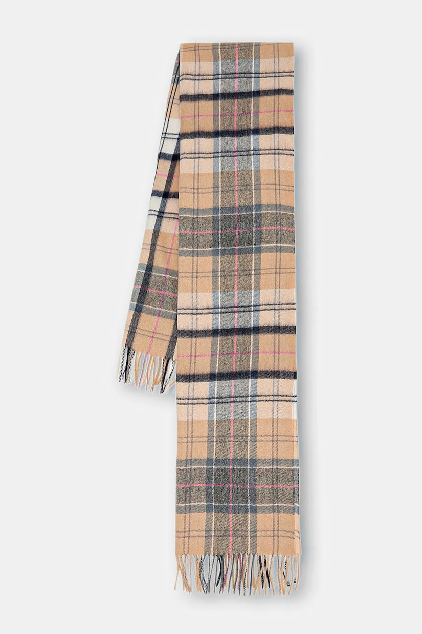 Barbour eșarfă de lână culoarea bej, cu imprimeu, LSC0477