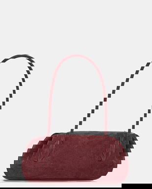 Yuzefi geantă de mană din piele întoarsă OYSTER culoarea bordo, YUZCO-HB-OYSB-S024