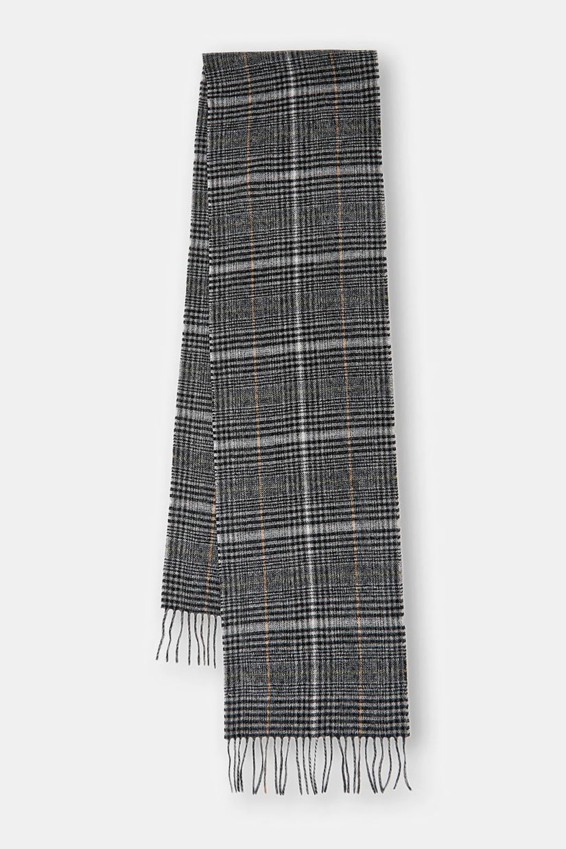 Barbour eșarfă de lână culoarea gri, cu imprimeu, USC0400