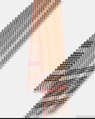 Barbour eșarfă de lână culoarea maro, cu imprimeu, LSC0482