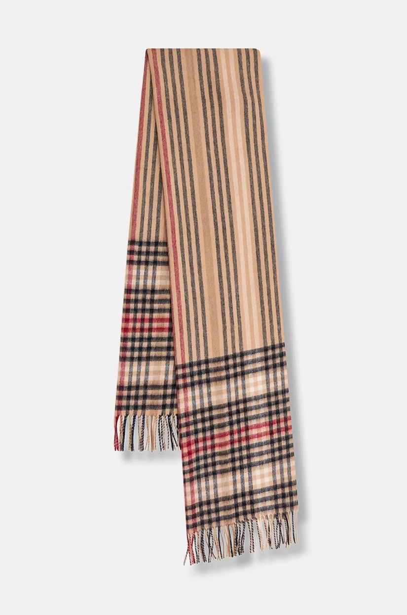 Barbour eșarfă de lână culoarea maro, cu imprimeu, LSC0482