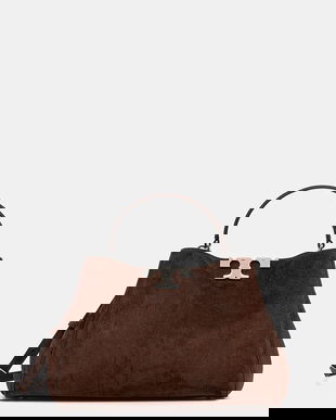 Tory Burch geantă de mană din piele întoarsă Eleanor Suede culoarea maro, 174278.203