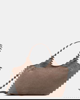 Answear.LAB geanta de mana din piele intoarsa culoarea maro