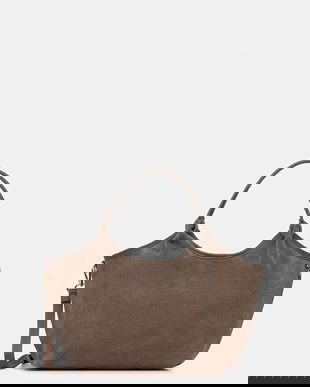 Answear.LAB geanta de mana din piele intoarsa culoarea maro