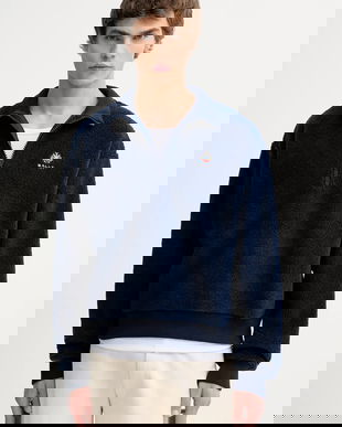 Bally hanorac din amestec de lână culoarea bleumarin, cu imprimeu, MJE09Q