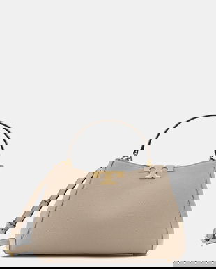 Tory Burch poșetă de piele Eleanor Soft Medium culoarea bej, 177217.250