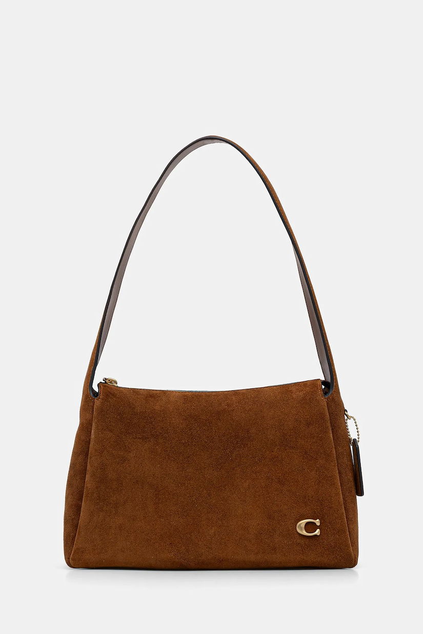 Coach geantă de mană din piele întoarsă Lola culoarea maro, CDD06