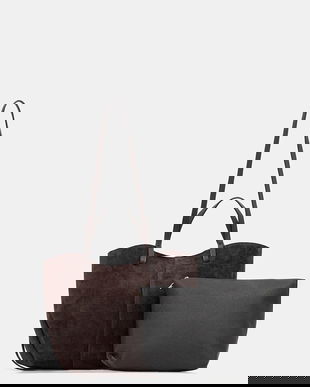 Answear.LAB geanta de mana din piele intoarsa culoarea maro