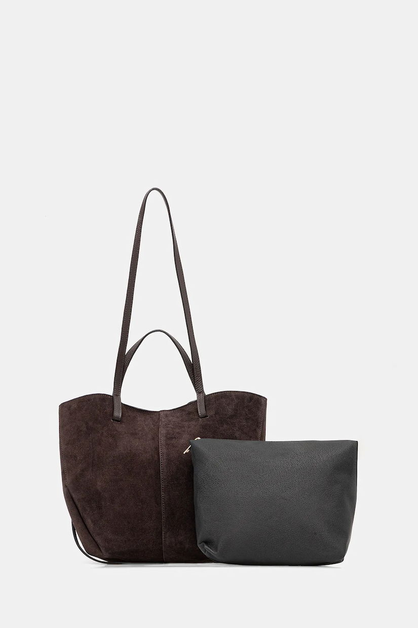 Answear.LAB geanta de mana din piele intoarsa culoarea maro