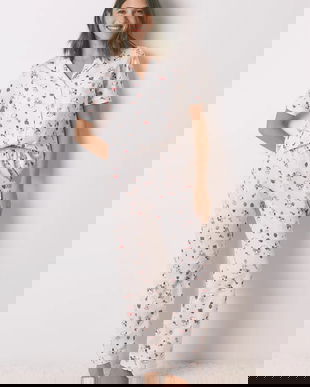 women'secret pijamale de bumbac SNOOPY culoarea bej, bumbac, 3132214