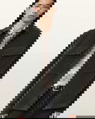 AllSaints cămașă HAWKER culoarea negru, cu guler clasic, regular, M017SD