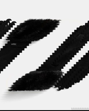 Morgan manusi 5GFUR1 femei, culoarea negru, 5GFUR1