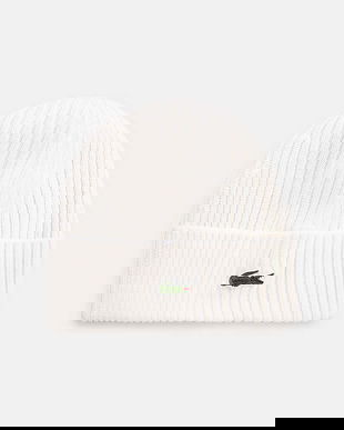 Lacoste caciula de lana culoarea alb, de lana