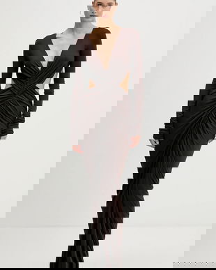 Rick Owens Lilies rochie Poppy culoarea maro, maxi, mulată, LI02E3507.RV