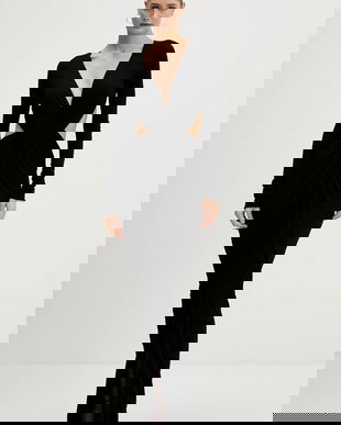 Rick Owens Lilies rochie Poppy culoarea negru, maxi, mulată, LI02E3507.RV