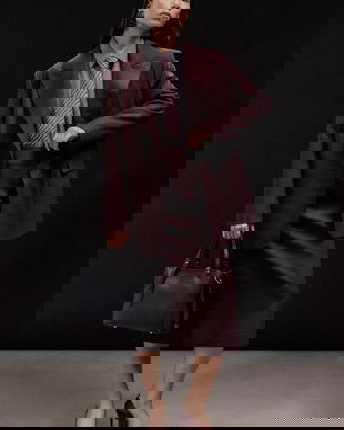 Answear.LAB fusta culoarea bordo, midi, creion