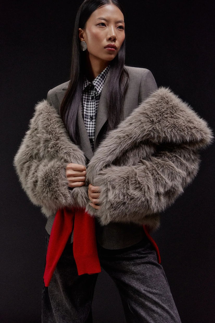 Answear.LAB sacou culoarea gri, un singur rand de nasturi, neted