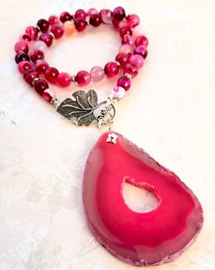 Colier felie agata & agate ciclam