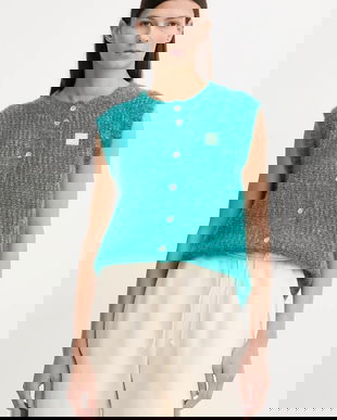 American Vintage vestă din amestec de lână culoarea turcoaz, călduros, EAST19MM