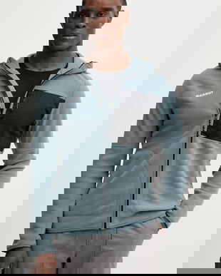 Mammut hanorac în aer liber Tamaro culoarea verde, cu glugă, uni, 1014.06490