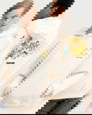 Barrow hanorac de bumbac culoarea bej, cu glugă, cu imprimeu, F5BWUAHS084