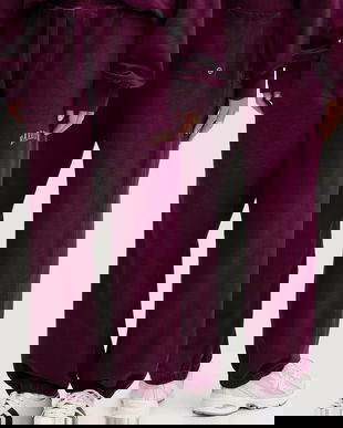 Barrow pantaloni de trening din bumbac culoarea violet, cu imprimeu, F5BWUAFP028