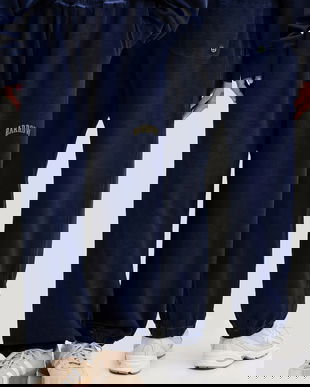 Barrow pantaloni de trening din bumbac culoarea bleumarin, cu imprimeu, F5BWUAFP028